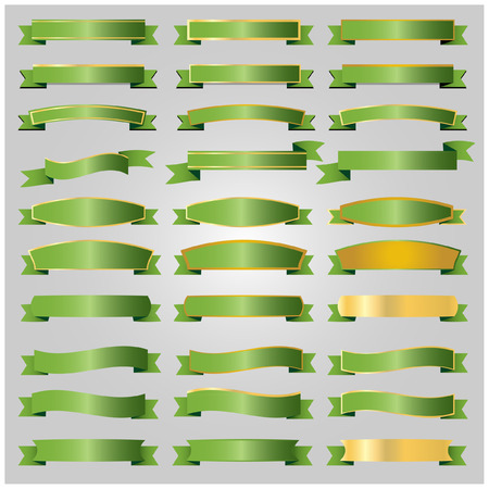Green ribbons setのイラスト素材