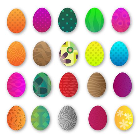 Set of easter eggs isolated on white backgroundのイラスト素材