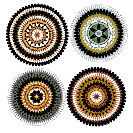 Retro flower petals overlapping on white background vectorのイラスト素材