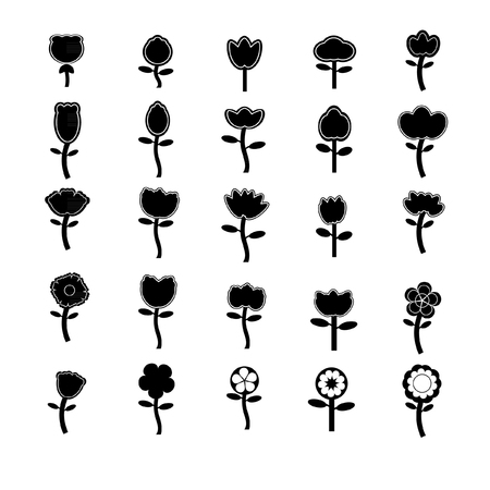 Cute flower icon black and whiteのイラスト素材