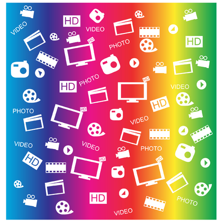Vector white movie icon setのイラスト素材