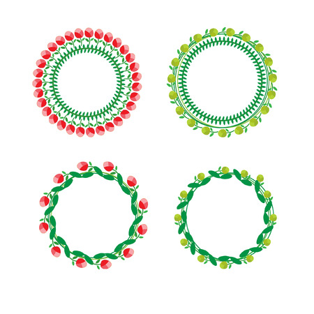 Cute Floral frame with leavesのイラスト素材