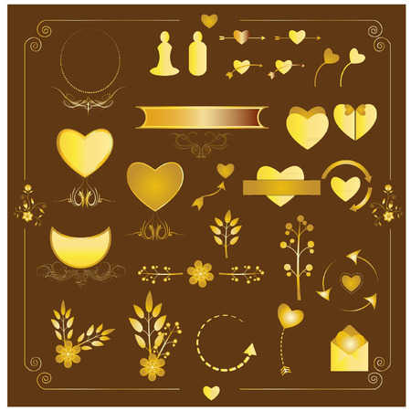 Set of wedding gold elementsのイラスト素材
