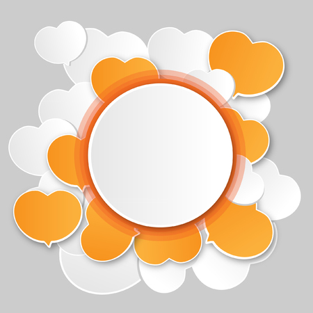 Paper white round speech bubbles and heartsのイラスト素材