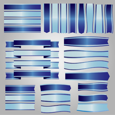 Blue ribbons and bannersのイラスト素材