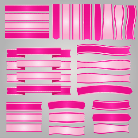 Pink ribbons and bannersのイラスト素材
