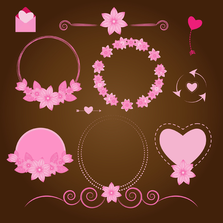 Set of wedding ornaments and decorative elementsのイラスト素材