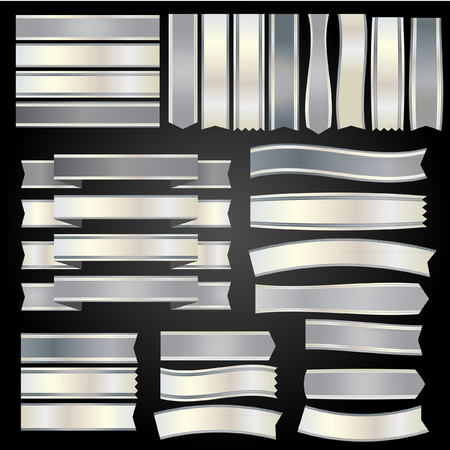 Silver ribbons and bannersのイラスト素材