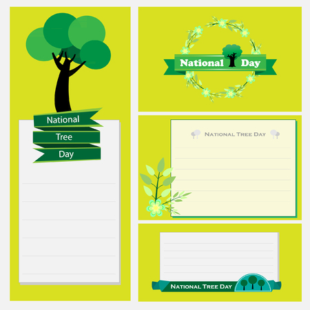 National Tree Day set of flower labels and cardsのイラスト素材