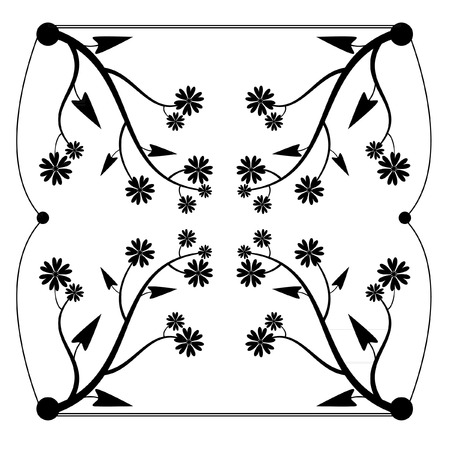 Floral black isolated seamless backgroundのイラスト素材