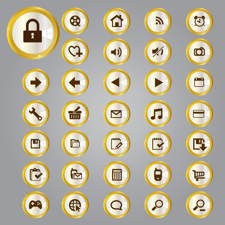 Gold and silver iconsのイラスト素材