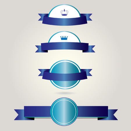 Retro badges with blue ribbonsのイラスト素材