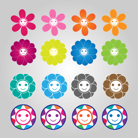 Cute with emotion flowers vectorのイラスト素材
