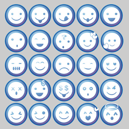 Blue Circle Emoticon Vectorsのイラスト素材