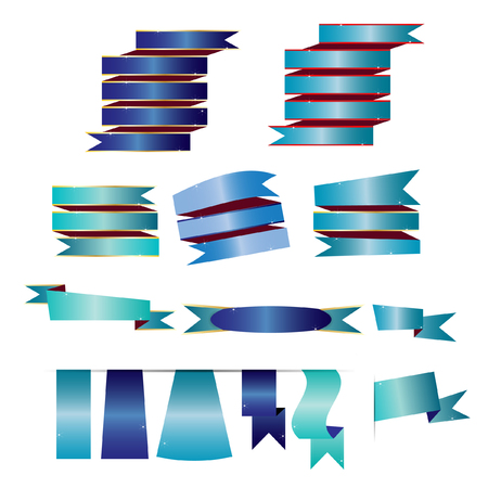 Blue ribbon with gold on white backgroundのイラスト素材