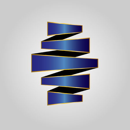 Blue with gold ribbon vectorのイラスト素材