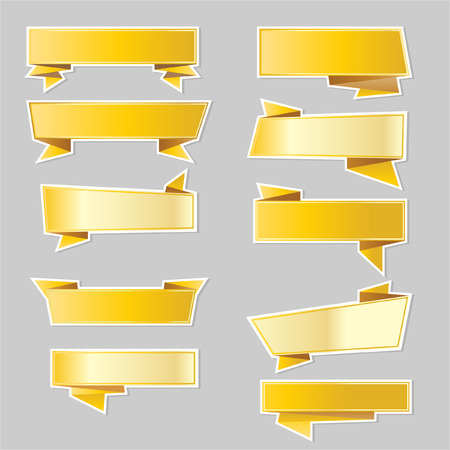 Variety of gold ribbons bannersのイラスト素材