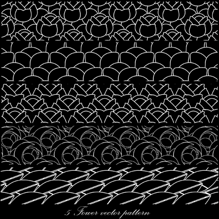 Fower vector pattern black and whiteのイラスト素材