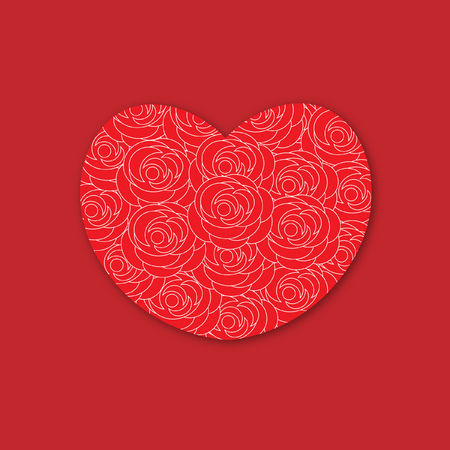 Red heart with rosesのイラスト素材
