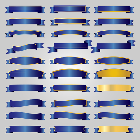 Blue ribbons set vectorのイラスト素材