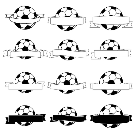 Ribbon with football banner black and whiteのイラスト素材