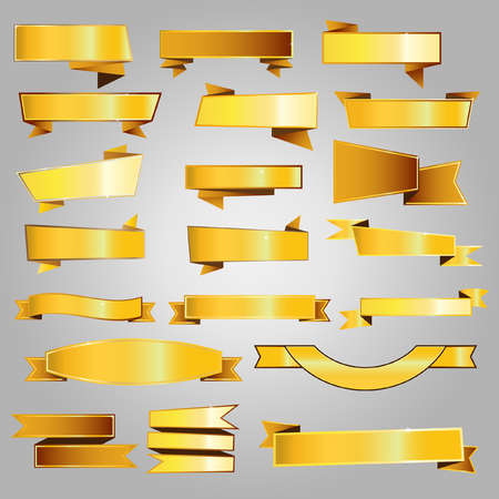 Vintage gold ribbons and gold banners vectorのイラスト素材