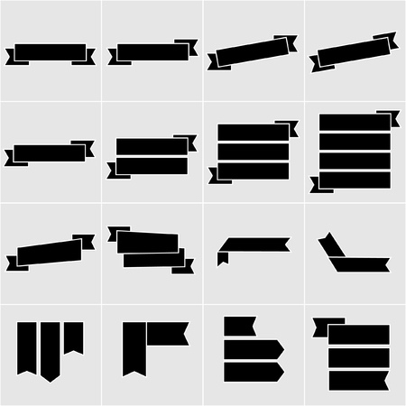 Black ribbon icons set vectorのイラスト素材