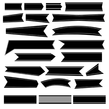 Black ribbon icons set vectorのイラスト素材