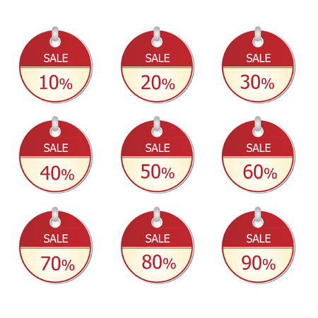 Sale circle label app icons 10 to 90 percentのイラスト素材