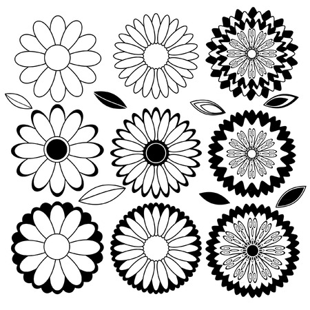 Flowers black and white vectorのイラスト素材