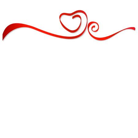 Red ribbons heart vectorのイラスト素材