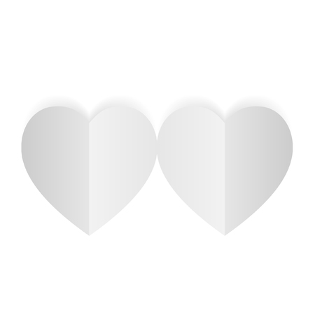 Paper white hearts on white backgroundのイラスト素材