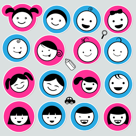 Cute kids icons setのイラスト素材