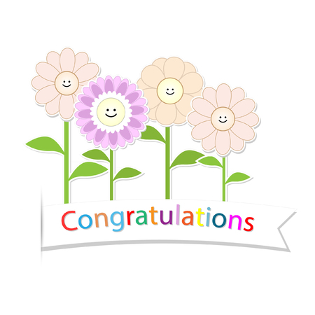 Congratulations with flower on white backgroundのイラスト素材