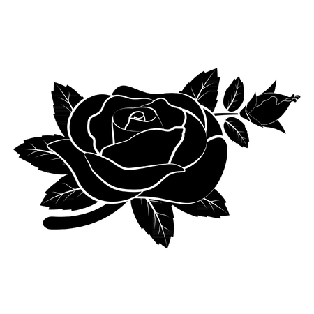 Black silhouette rose vectorのイラスト素材