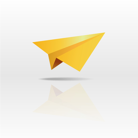 Gold paper plane on white backgroundのイラスト素材