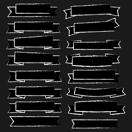 Chalk drawn ribbon illustration.のイラスト素材