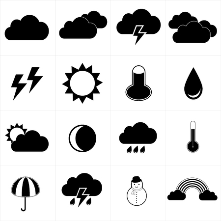 Flat line icons weatherのイラスト素材