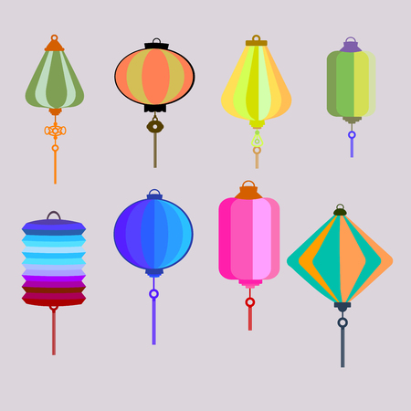 Retro icon chinese lanterns vector illustration.のイラスト素材