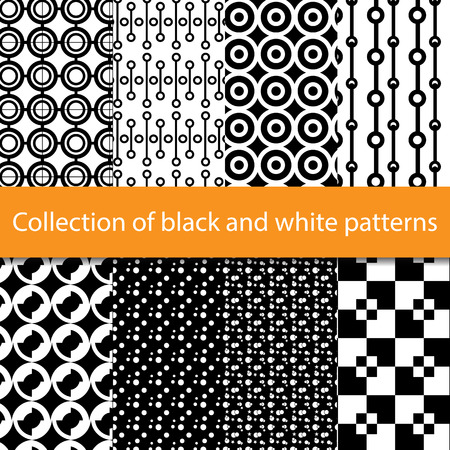 Collection of black and white patternsのイラスト素材