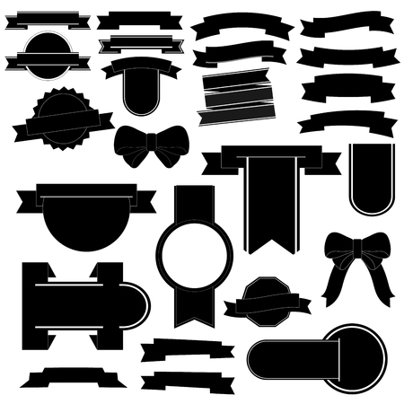 Banner black vector icon set on white backgroundのイラスト素材