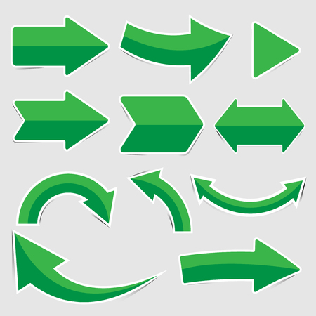 Set of green paper arrow stickersのイラスト素材