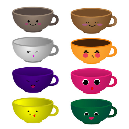 Cute coffee cup on white backgroundのイラスト素材