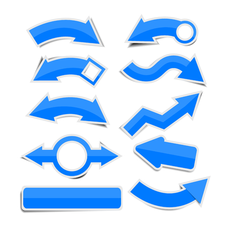 Blue paper arrow stickers with shadowsのイラスト素材