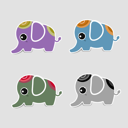 Cute elephant icon with shadow Vector illustration.のイラスト素材