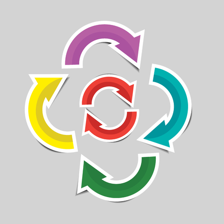 Colorful curve arrow with shadowのイラスト素材
