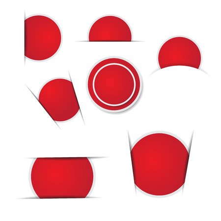 Red circle stickers on white backgroundのイラスト素材