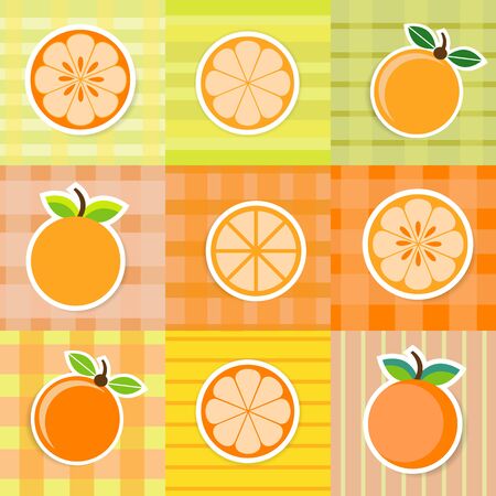 Cute orange fruit stickersのイラスト素材