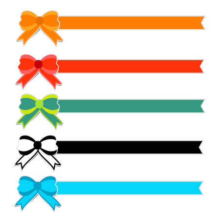 Cute colorful bow with ribbon on white backgroundのイラスト素材
