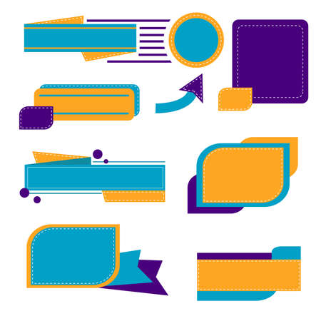 Set cute colorful banners on white backgroundのイラスト素材